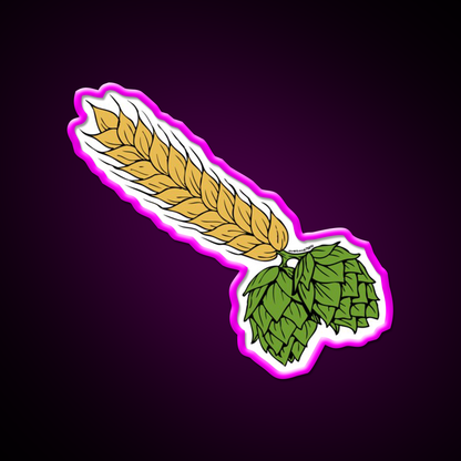 Hops And Barley Beer Bar Decor Led Neon Sign Rgb Color - Neon sign mounted on wall in room