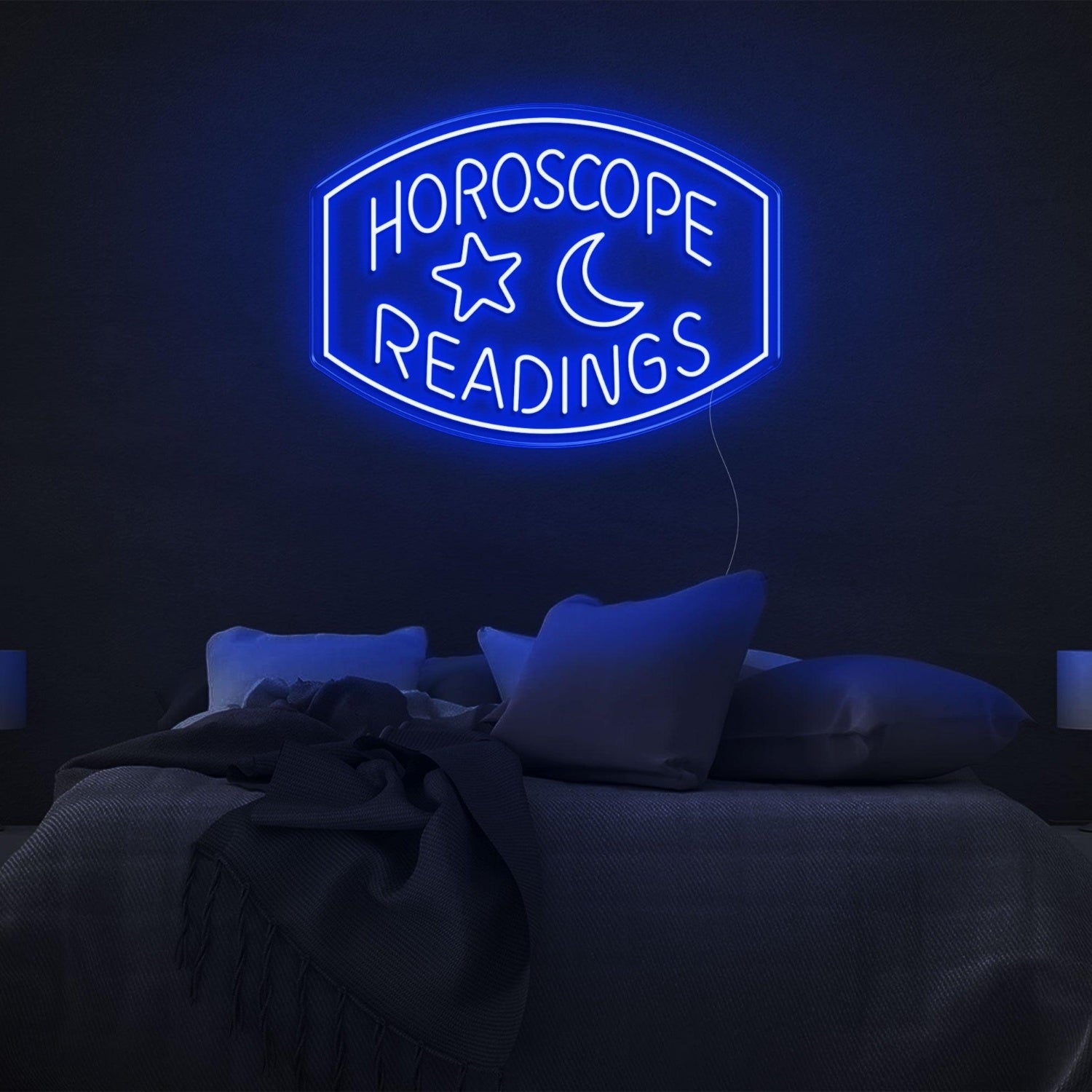 Horoscope Readings Star Moon Blue Led Neon Sign For Zodiac Bedroom Decor | Shineneon