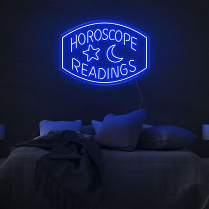 Horoscope Readings Star Moon Blue Led Neon Sign For Zodiac Bedroom Decor | Shineneon