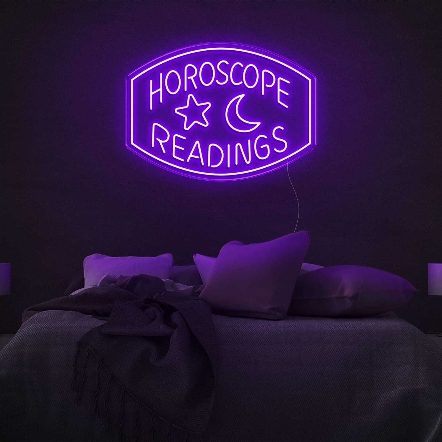 Horoscope Readings Star Moon Blue Led Neon Sign For Zodiac Bedroom Decor | Shineneon