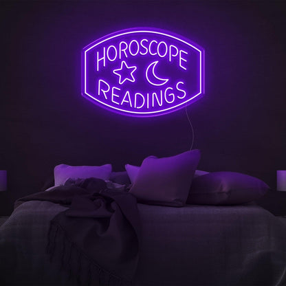 Horoscope Readings Star Moon Blue Led Neon Sign For Zodiac Bedroom Decor | Shineneon