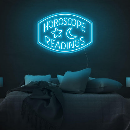 Horoscope Readings Star Moon Blue Led Neon Sign For Zodiac Bedroom Decor | Shineneon