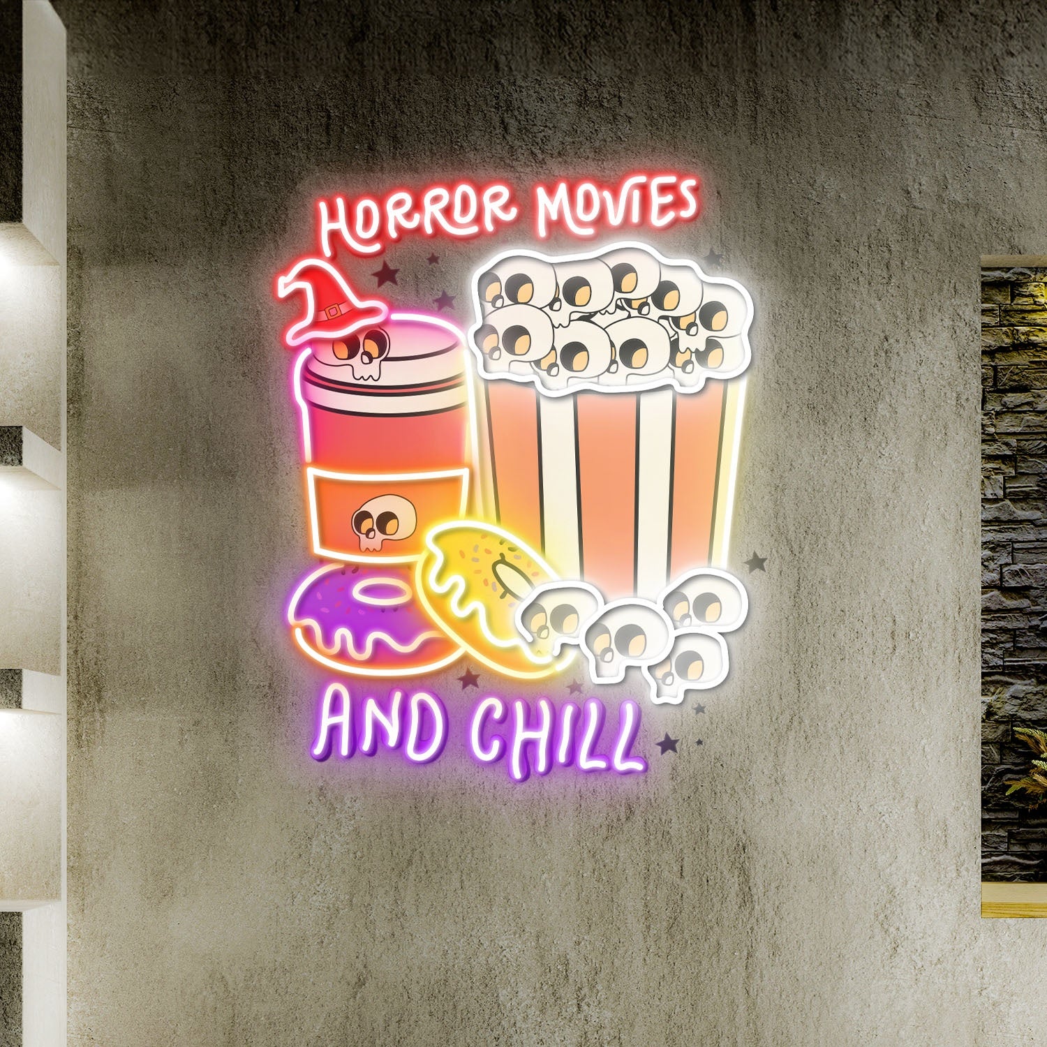 Horror Movies And Chill Halloween Acrylic Led Neon Sign - Shineneon