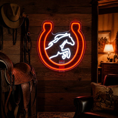 Horse Head Horseshoe Vintage LED Neon Sign - Shineneon