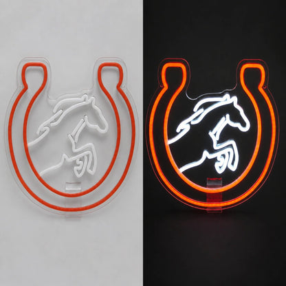 Horse Head Horseshoe Vintage LED Neon Sign - Shineneon