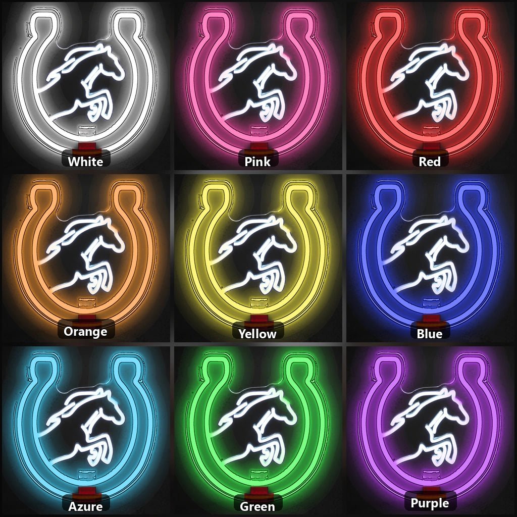 Horse Head Horseshoe Vintage LED Neon Sign - Shineneon