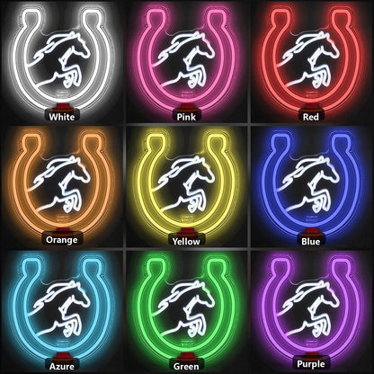 Horse Head Horseshoe Vintage LED Neon Sign - Shineneon