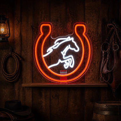 Horse Head Horseshoe Vintage LED Neon Sign - Shineneon