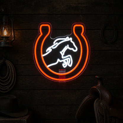 Horse Head Horseshoe Vintage LED Neon Sign - Shineneon