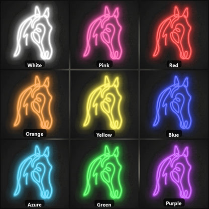 Horse Head Side Profile Vintage LED Neon Sign color grid
