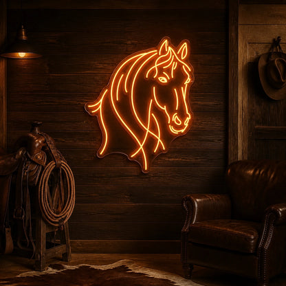 Horse Head Wall Art Vintage LED Neon Sign real lifestyle scene