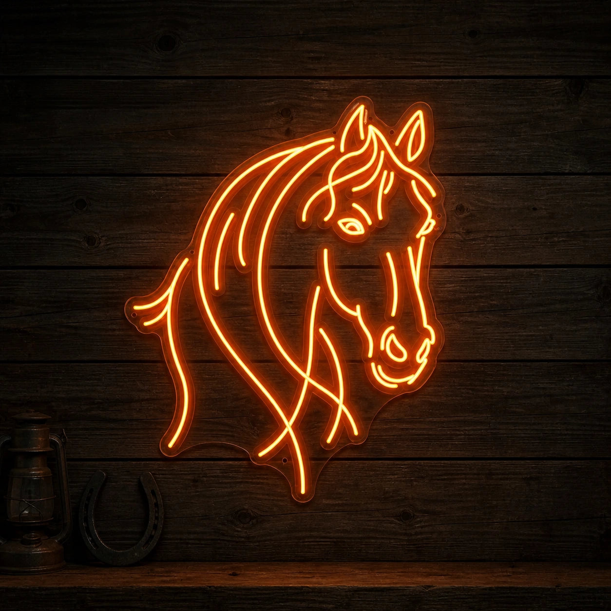 Horse Head Wall Art Vintage LED Neon Sign size image