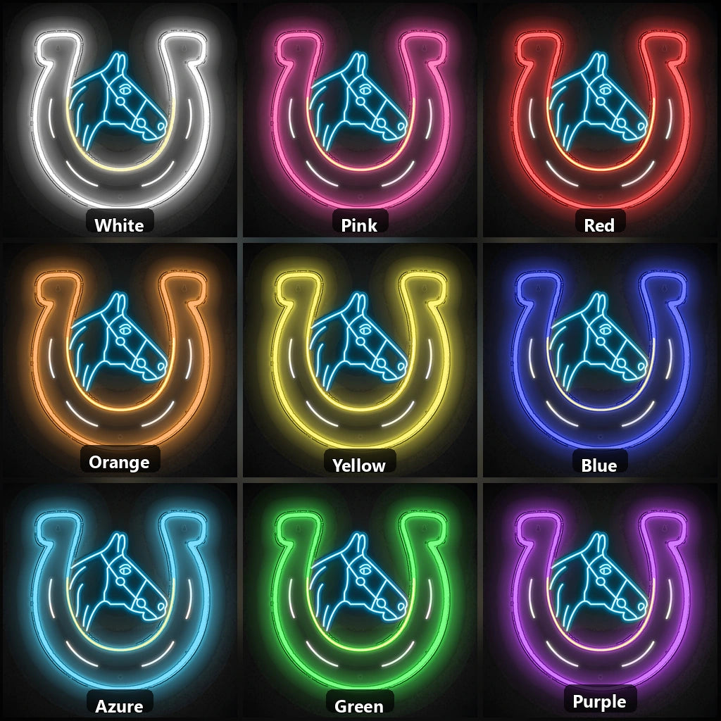 Horse Horseshoe Couch Vintage LED Neon Sign color grid