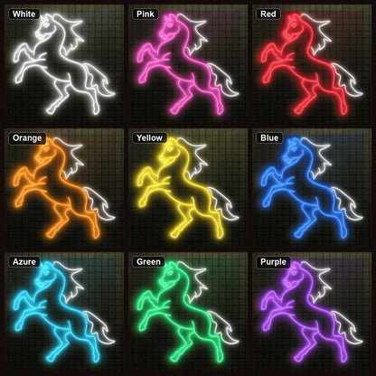 Horse LED Neon Sign Home Garage Wall Decoration color grid
