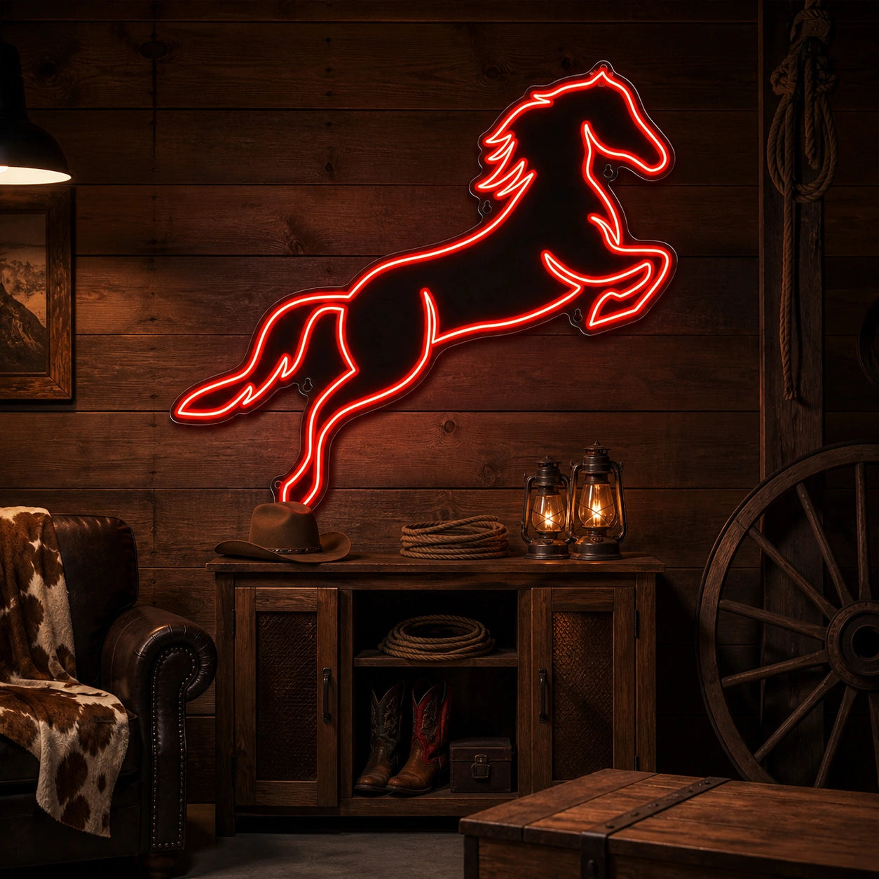 Horse Silhouette Vintage LED Neon Sign real lifestyle scene