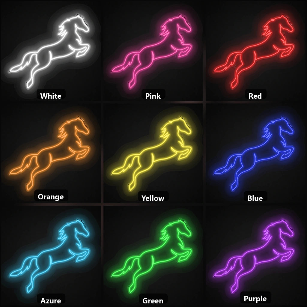 Horse Silhouette Vintage LED Neon Sign color grid