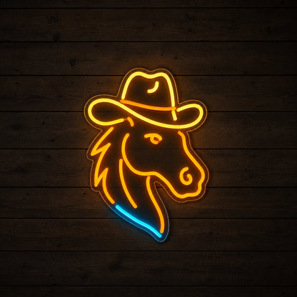 Horse Wearing Cowboy Hat Vintage LED Neon Sign size image