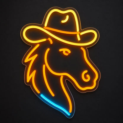 Horse Wearing Cowboy Hat Vintage LED Neon Sign main product image