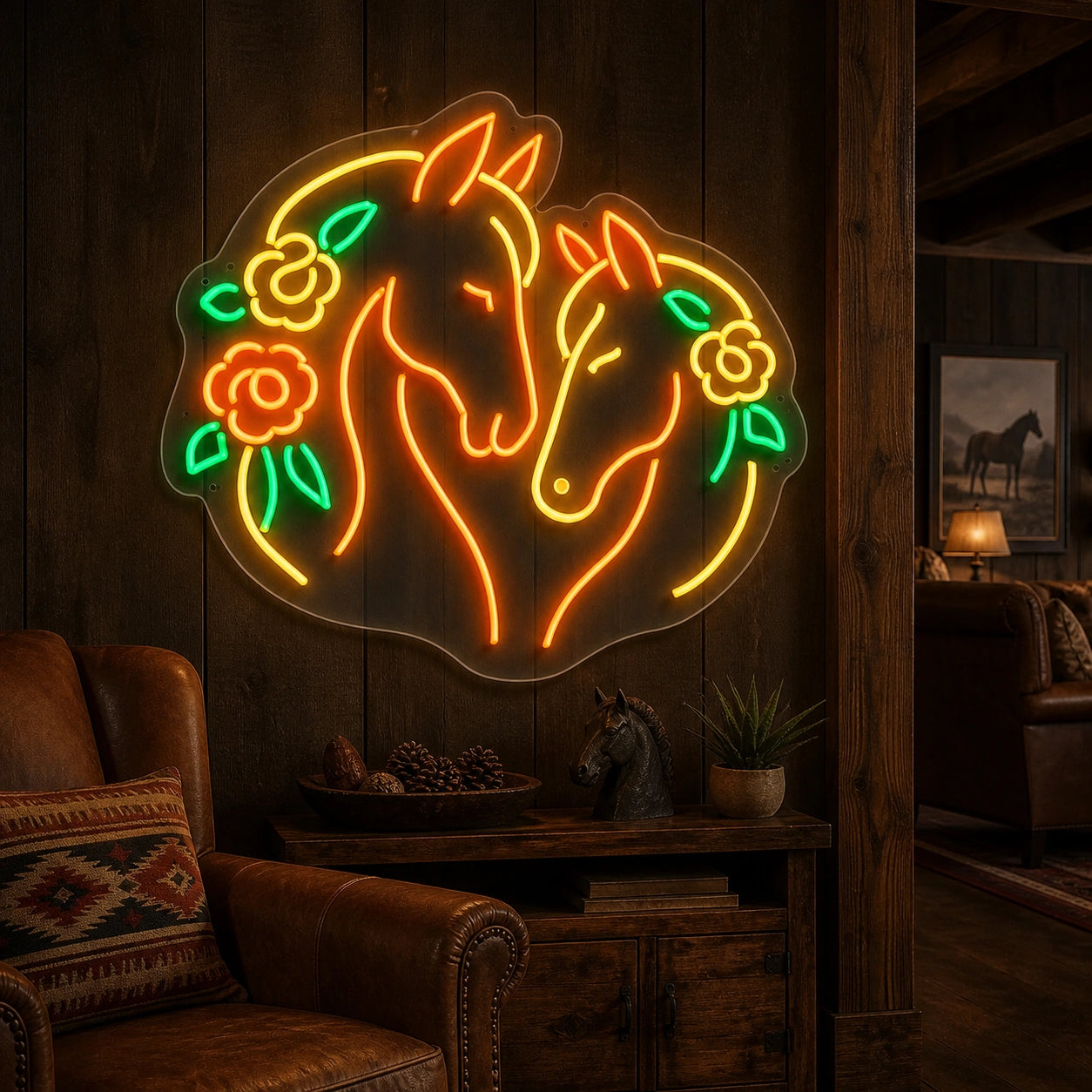 Horses Vintage LED Neon Sign real lifestyle scene