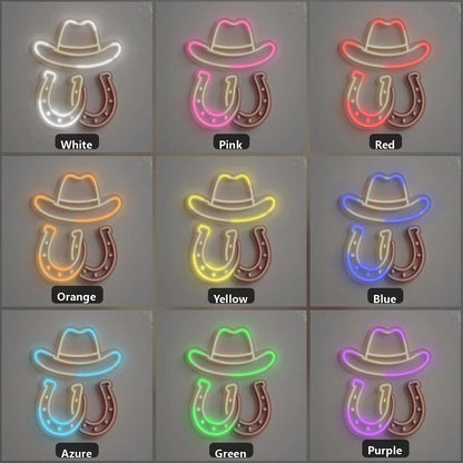 Horseshoe Cowboy Hat Saloon Vintage LED Neon Sign - Shineneon