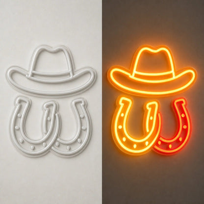 Horseshoe Cowboy Hat Saloon Vintage LED Neon Sign - Shineneon