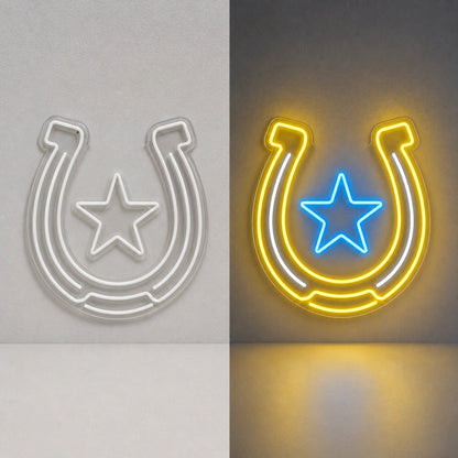 Horseshoe Lucky Star Vintage LED Neon Sign - Shineneon
