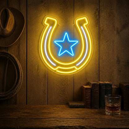 Horseshoe Lucky Star Vintage LED Neon Sign - Shineneon