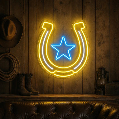 Horseshoe Lucky Star Vintage LED Neon Sign - Shineneon