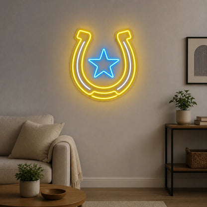 Horseshoe Lucky Star Vintage LED Neon Sign - Shineneon