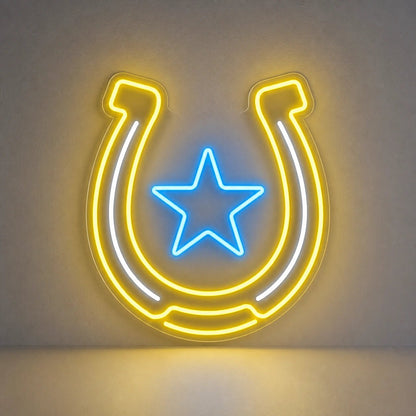 Horseshoe Lucky Star Vintage LED Neon Sign - Shineneon