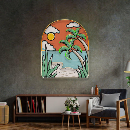 Hot Beach Sunset Uv Printed Led Neon Sign For Tropical Bar Cafe Decor | Shineneon