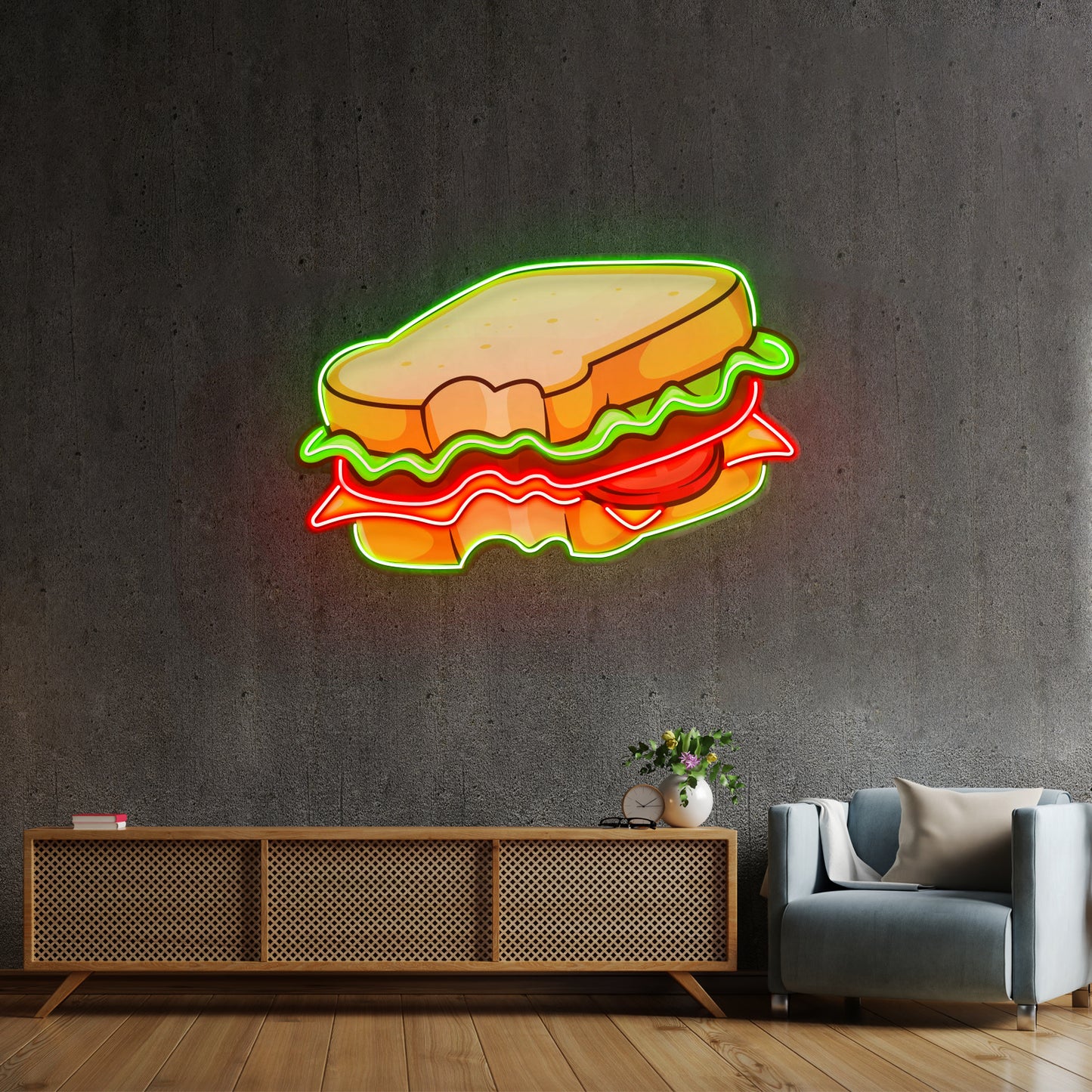 Hot Cheese Sandwich Led Neon Sign Light Custom Led Signs