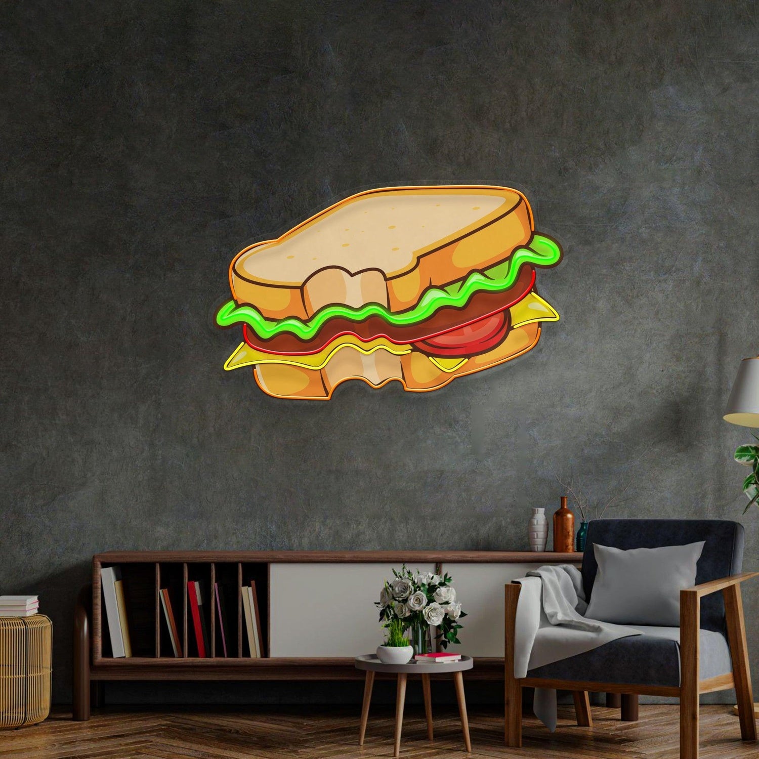 Hot Cheese Sandwich Multicolor Cartoon Uv Printed Led Neon Sign For Restaurant Cafe Decor | Shineneon