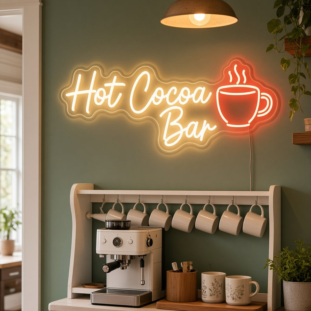 Hot Cocoa Bar LED Neon Sign - advertising view