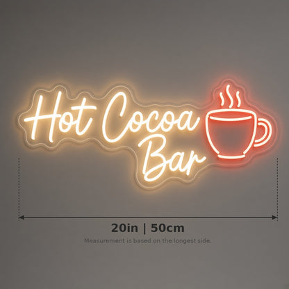 Hot Cocoa Bar LED Neon Sign - size guide