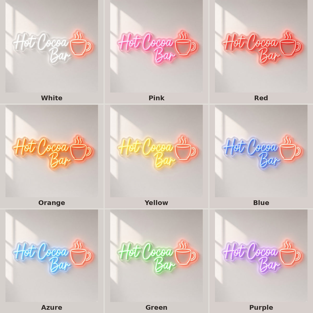 Hot Cocoa Bar LED Neon Sign - nine-color grid
