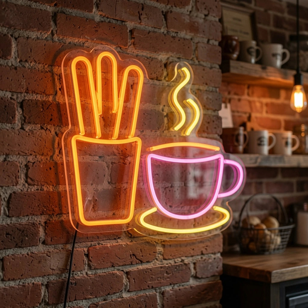Hot Coffee And French Fries Wall Decor LED Neon Sign - 02 High-Converting Product Image