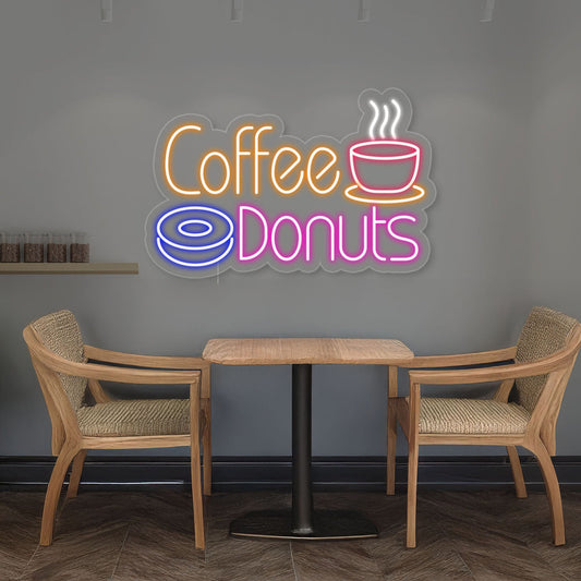 Hot Coffee Donuts Led Neon Sign For Coffee Shop