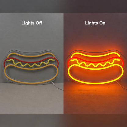 Hot Dog Counter Neon Sign LED Neon Sign day and night comparison