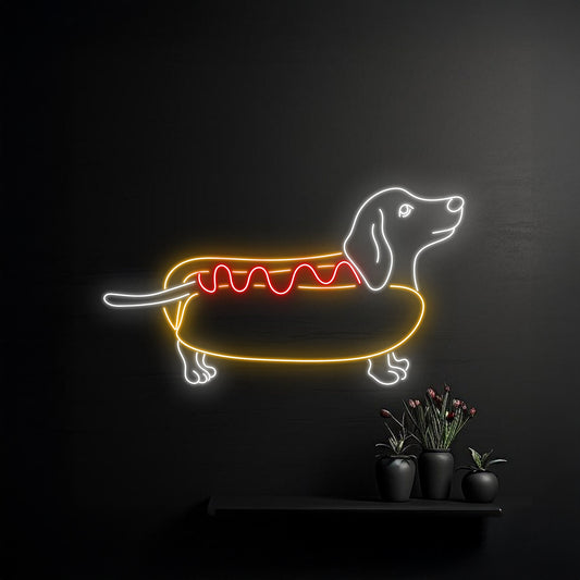 Hot Dog Dachshund Led Light Food Shop Room Wall Decor