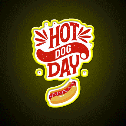 Hot Dog Day Snack Food Led Neon Sign Rgb Color - Custom LED neon sign front view