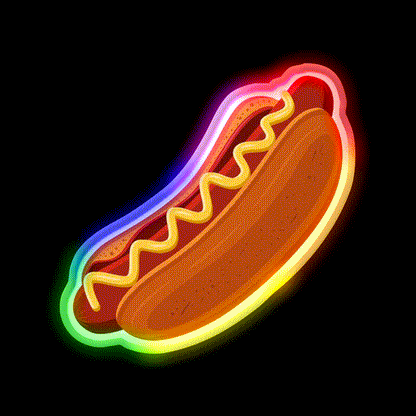 Hot Dog Fast Food Led Neon Sign For Burger Place Wall Art Rgb Color - LED neon sign close-up detail