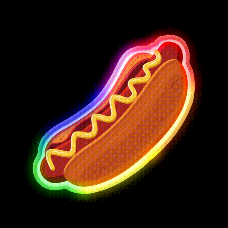 Hot Dog Fast Food Led Neon Sign For Burger Place Wall Art Rgb Color - LED neon sign close-up detail