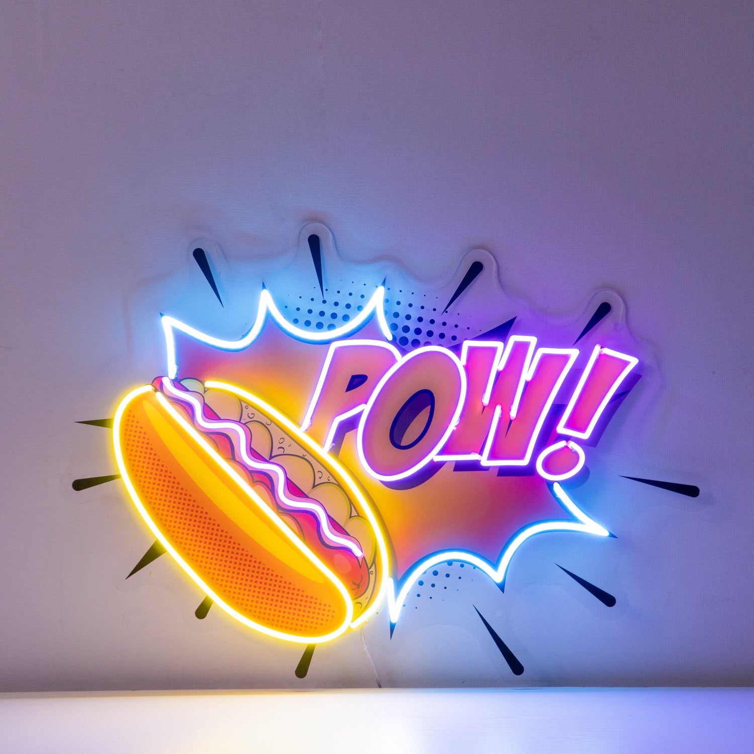 Hot Dog Pow Multicolor Uv Printed Led Neon Sign For Home Shop Decor | Shineneon