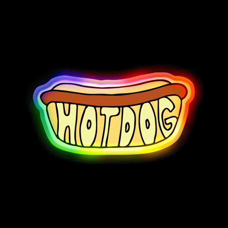 Hot Dog Snack Food Led Neon Sign Rgb Color - LED neon sign close-up detail
