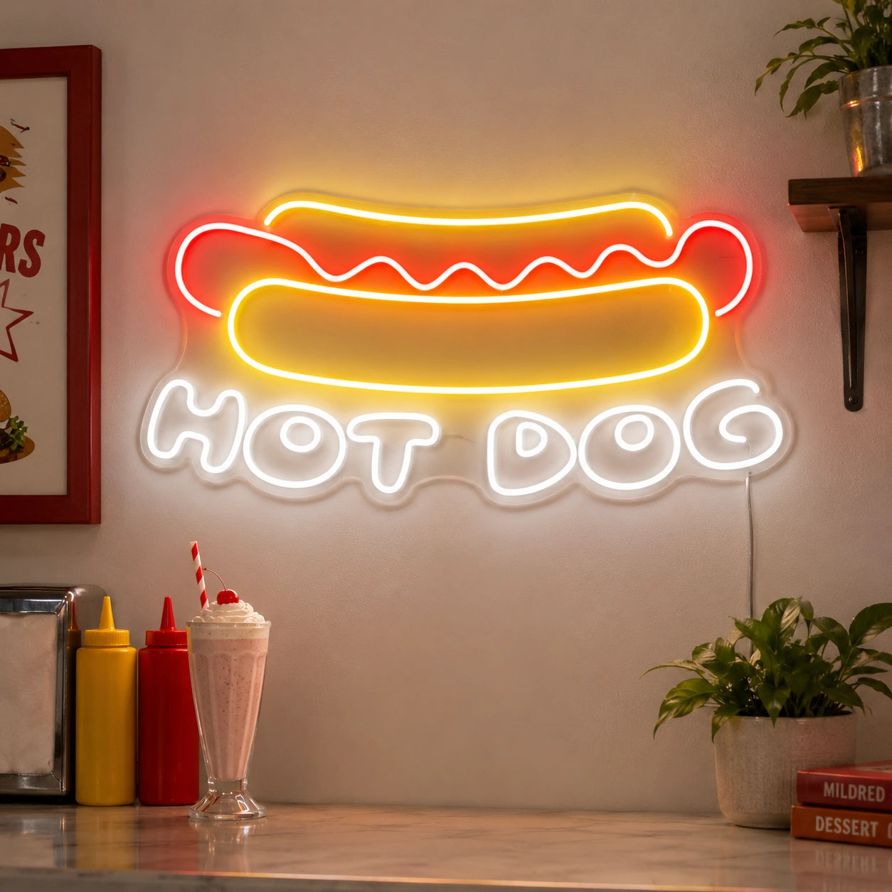 Hot Dog Wall Neon Sign Wall Art LED Neon Sign high-converting product image