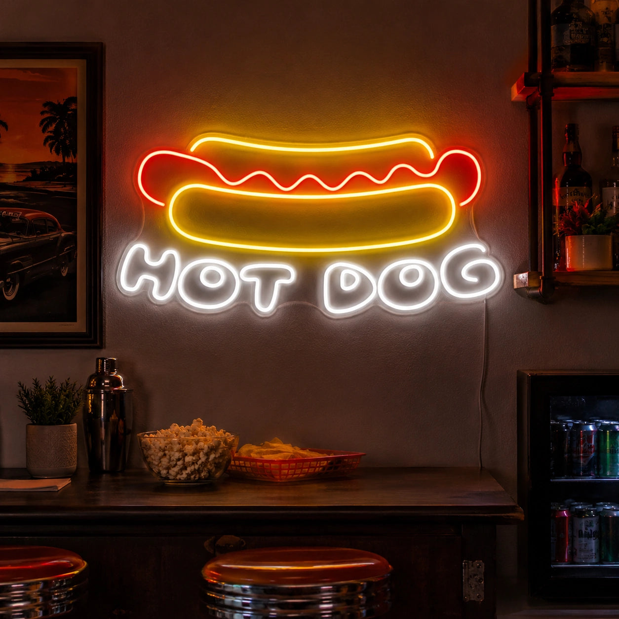 Hot Dog Wall Neon Sign Wall Art LED Neon Sign real lifestyle scene