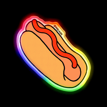 Hot Dog With Ketchup Snack Food Led Neon Sign Rgb Color - LED neon sign close-up detail