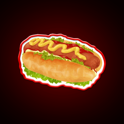Hot Dog With Mustard And Ketchup Snack Food Led Neon Sign Rgb Color - Shineneon