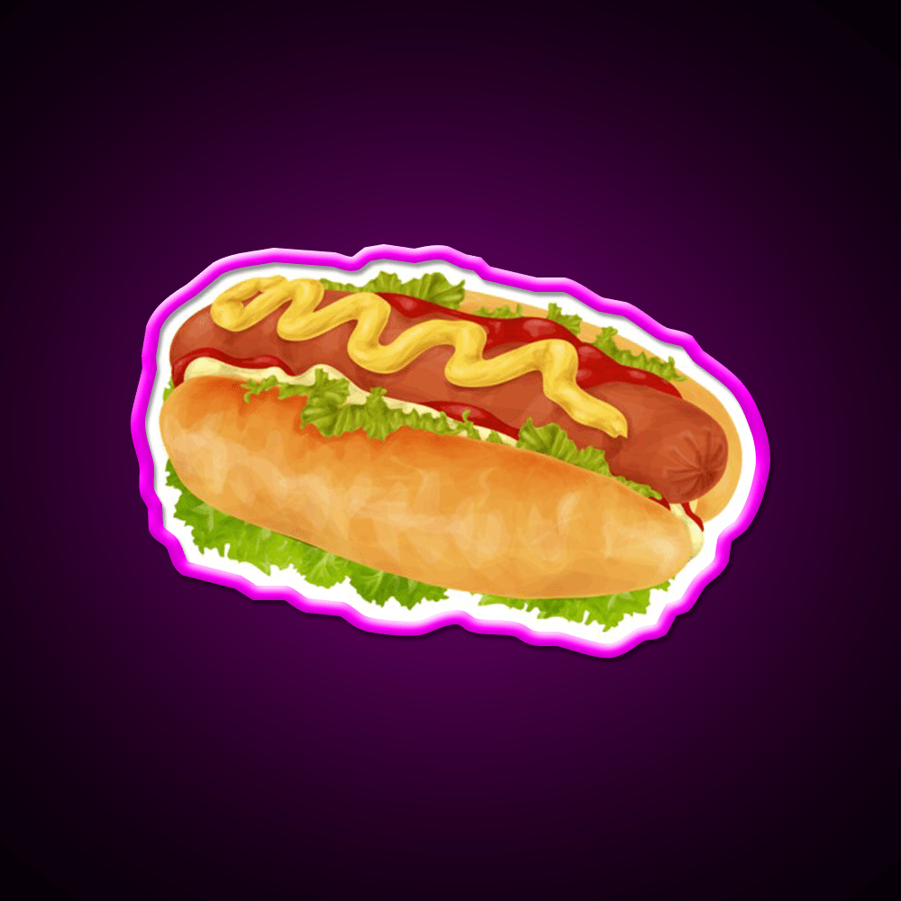 Hot Dog With Mustard And Ketchup Snack Food Led Neon Sign Rgb Color - Shineneon